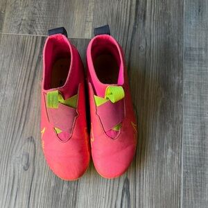 Kids Pink and Yellow Nike Mercurial Superfly 9